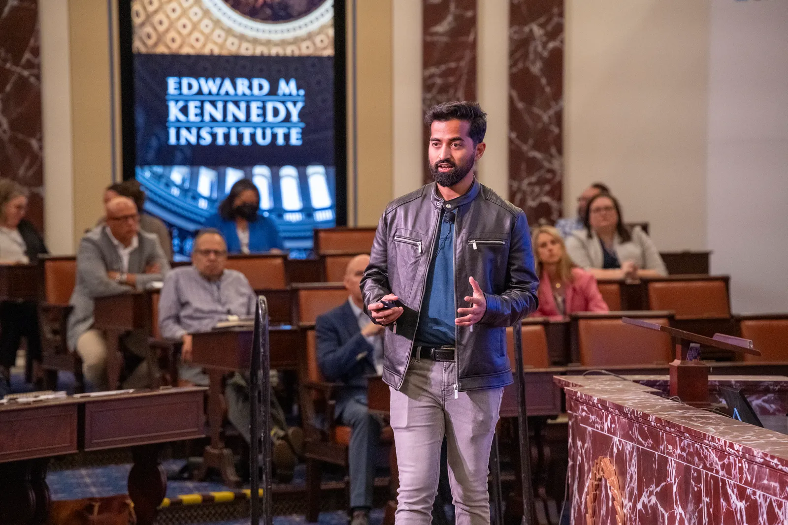 Rohit Begani speaking to an audience